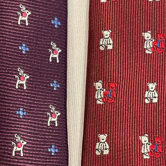 ~Boys Christmas Ties (2) Bears/Reindeer, Red/Purple Age 3-7, adjustable stretch! - Picture 2 of 7